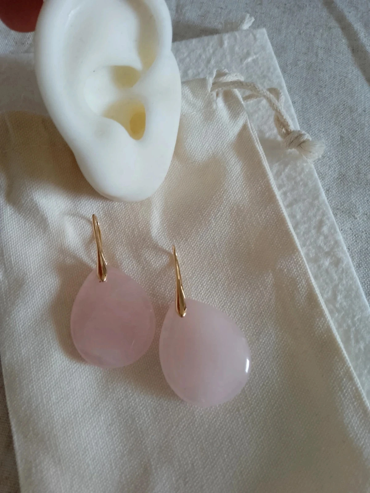 Rose Quartz Stone Bohemian Earrings – photo 2